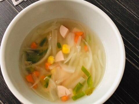 子供が大好き☆魚肉ソーセージの野菜たっぷりスープ